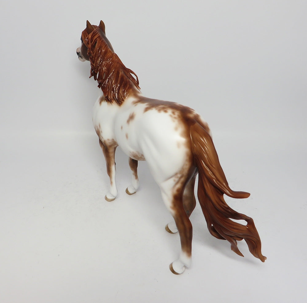 FARSEER&#39;S RAGING TEMPEST-OOAK CHESTNUT SABINO SPANISH MUSTANG MODEL HORSE BY SHERYL LEISURE 08/11/17