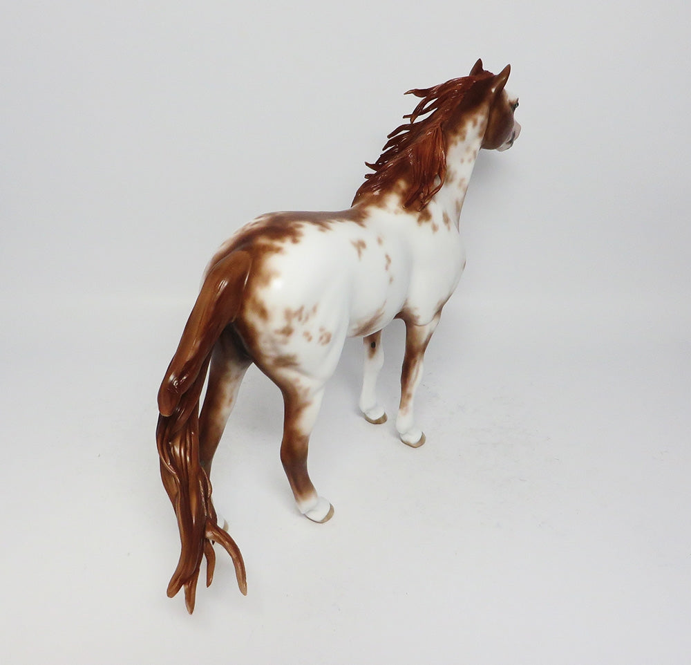 FARSEER&#39;S RAGING TEMPEST-OOAK CHESTNUT SABINO SPANISH MUSTANG MODEL HORSE BY SHERYL LEISURE 08/11/17