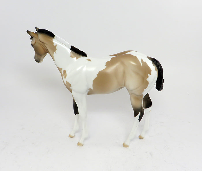 SPARKY-OOAK BUCKSKIN PAINT ROACHED MANE WEANLING MODEL HORSE 3/1