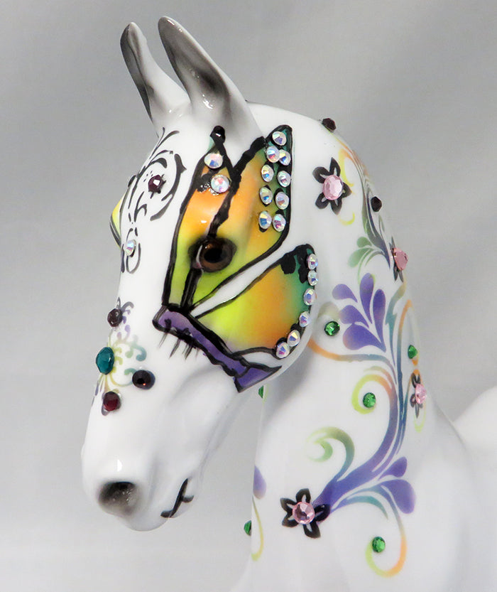 FLITTER-OOAK BUTTER FLY SADDLEBRED SUGAR SKULL MODEL HORSE BY DAWN QUICK 9/23