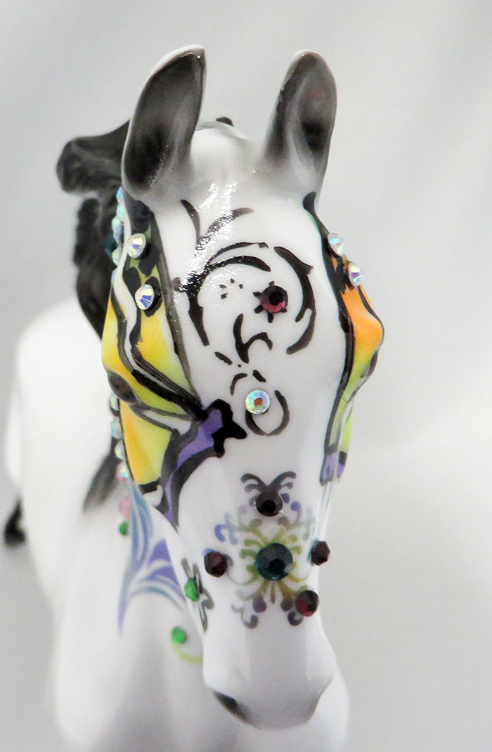 FLITTER-OOAK BUTTER FLY SADDLEBRED SUGAR SKULL MODEL HORSE BY DAWN QUICK 9/23
