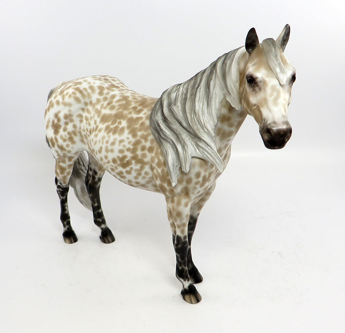 FAT TUESDAY-OOAK BUCKSKIN MARBLED APPALOOSA ISH MODEL HORSE 2/24