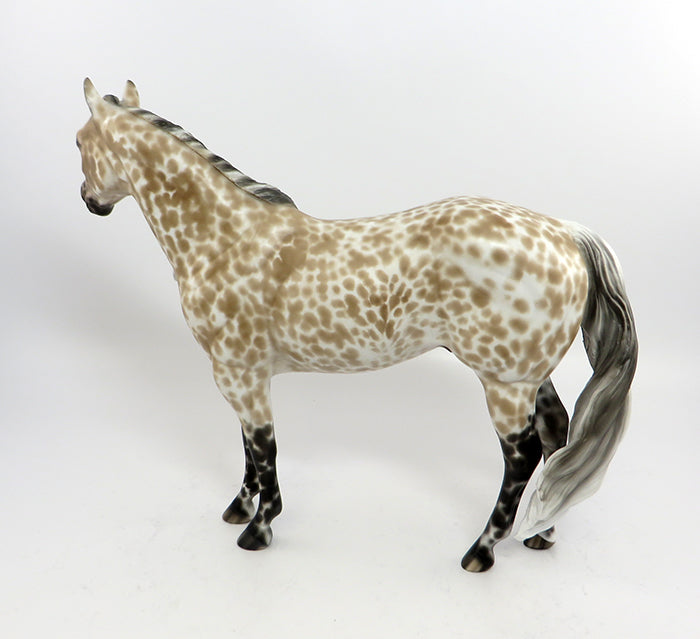 FAT TUESDAY-OOAK BUCKSKIN MARBLED APPALOOSA ISH MODEL HORSE 2/24