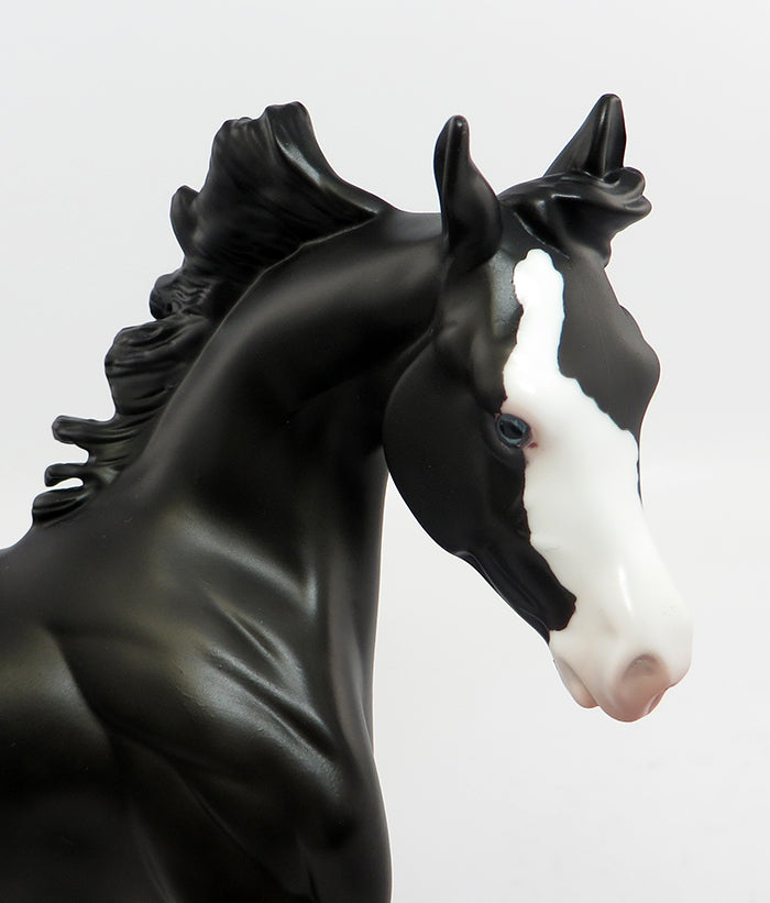 RIHANNA-OOAK DAPPLE BLACK YEARLING MODEL HORSE 3/1