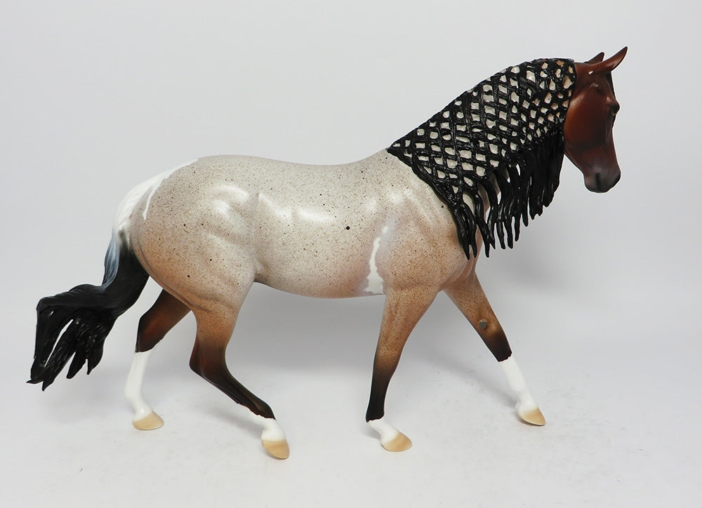 I&#39;MA JEWEL-OOAK RED ROAN PINTO PONY MODEL HORSE BY DAWN QUICK 8/18/17