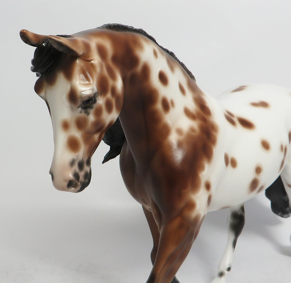 HAYWORTH - OOAK LOUD BAY APPALOOSA THOROUGHBRED MODEL HORSE BY SHERYL LEISURE 3/23/18