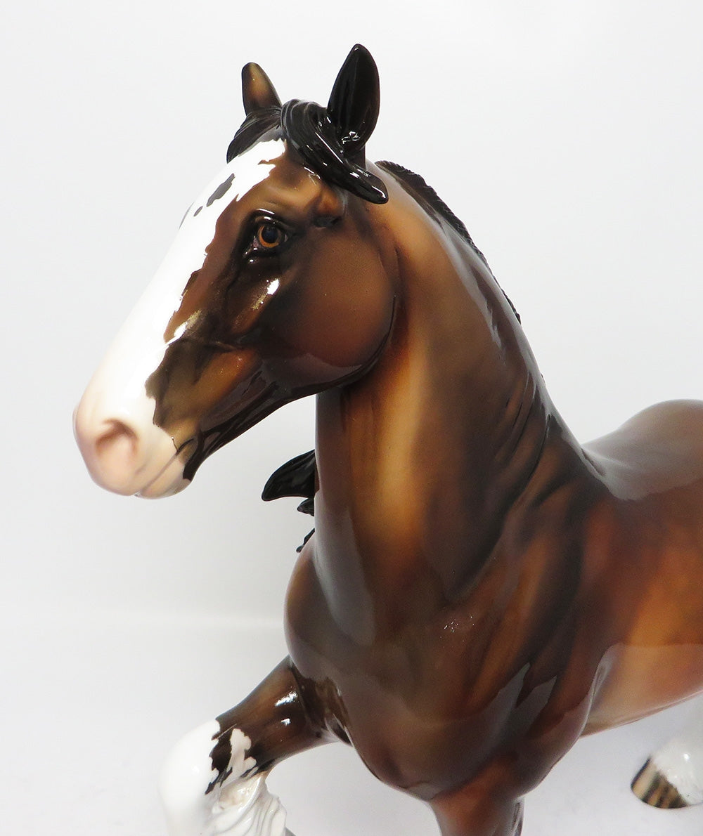 BIG JOHN-OOAK GLOSSY DAPPLED BAY TROTTING DRAFTER MODEL HORSE BY DAWN QUICK 08/16/17