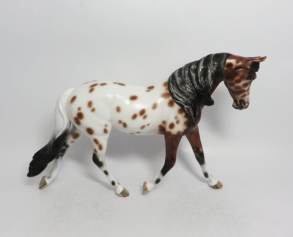 HAYWORTH - OOAK LOUD BAY APPALOOSA THOROUGHBRED MODEL HORSE BY SHERYL LEISURE 3/23/18