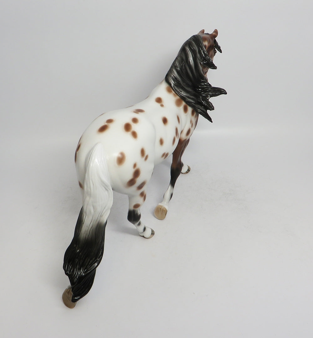 HAYWORTH - OOAK LOUD BAY APPALOOSA THOROUGHBRED MODEL HORSE BY SHERYL LEISURE 3/23/18