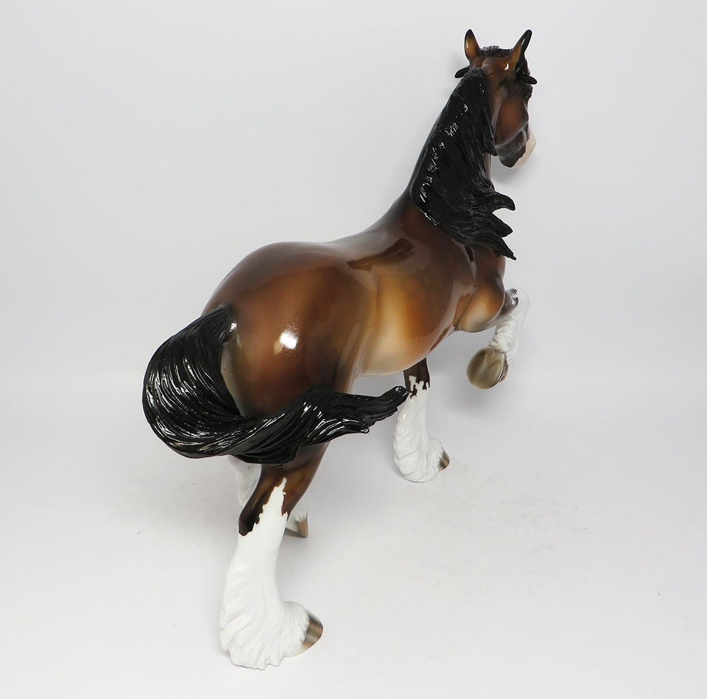 BIG JOHN-OOAK GLOSSY DAPPLED BAY TROTTING DRAFTER MODEL HORSE BY DAWN QUICK 08/16/17