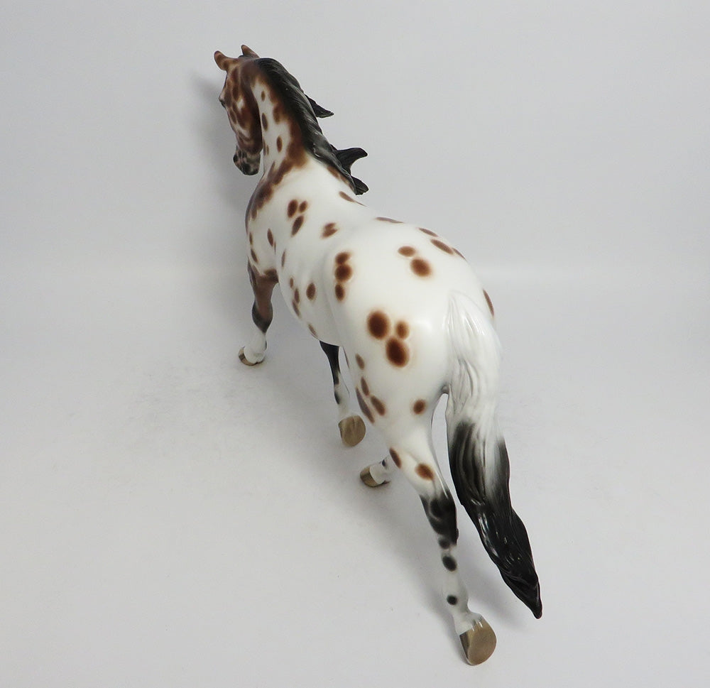 HAYWORTH - OOAK LOUD BAY APPALOOSA THOROUGHBRED MODEL HORSE BY SHERYL LEISURE 3/23/18