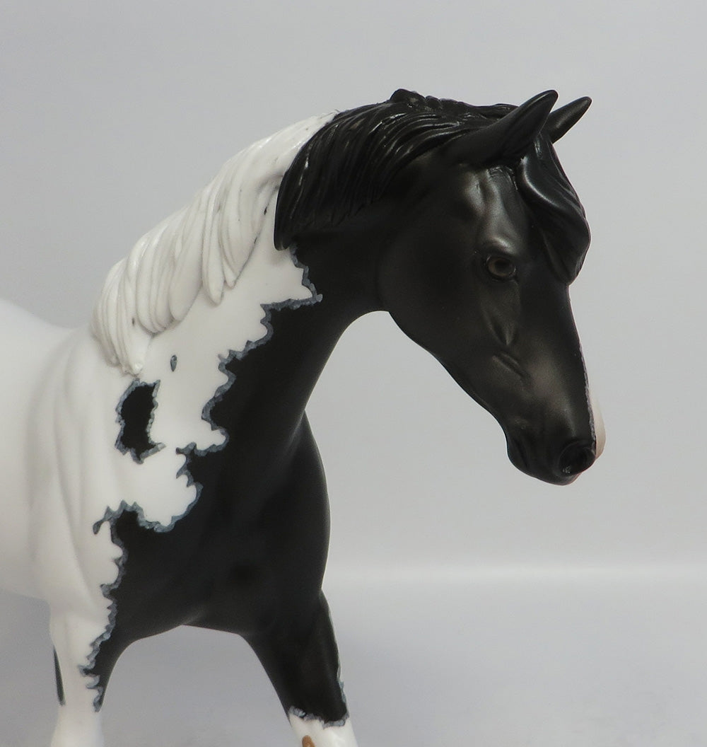 SUMMER RAIN - OOAK BLACK MAPPED PINTO PONY MODEL HORSE 3/29/2018