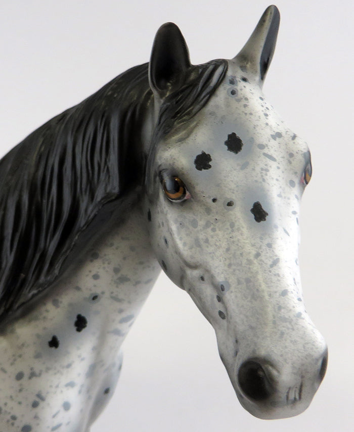 POLISHED ROCK-OOAK BLACK APPALOOSA ISH MODEL HORSE BY ALLEN KATT 9/29