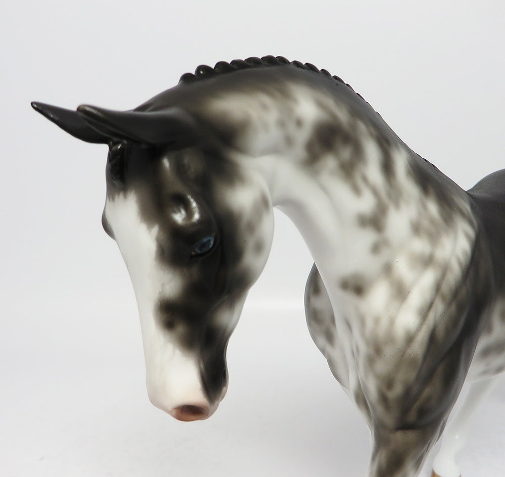 MIDNIGHT-OOAK BLACK SABINO PONY MODEL HORSE BY SHERYL LEISURE 8/2/17