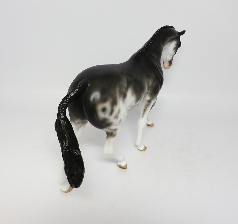 MIDNIGHT-OOAK BLACK SABINO PONY MODEL HORSE BY SHERYL LEISURE 8/2/17