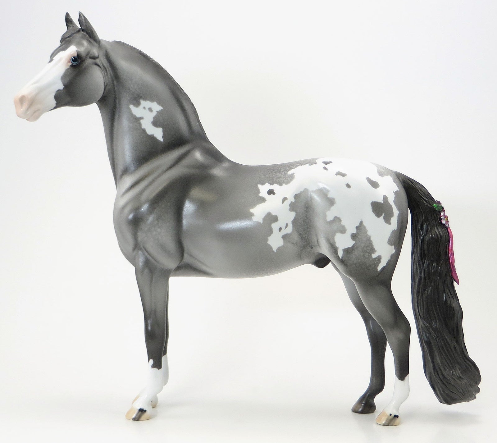 RAINBOW FISH - OOAK Grey Appaloosa Morgan with Pink Ribbons & Flowers - 6/19