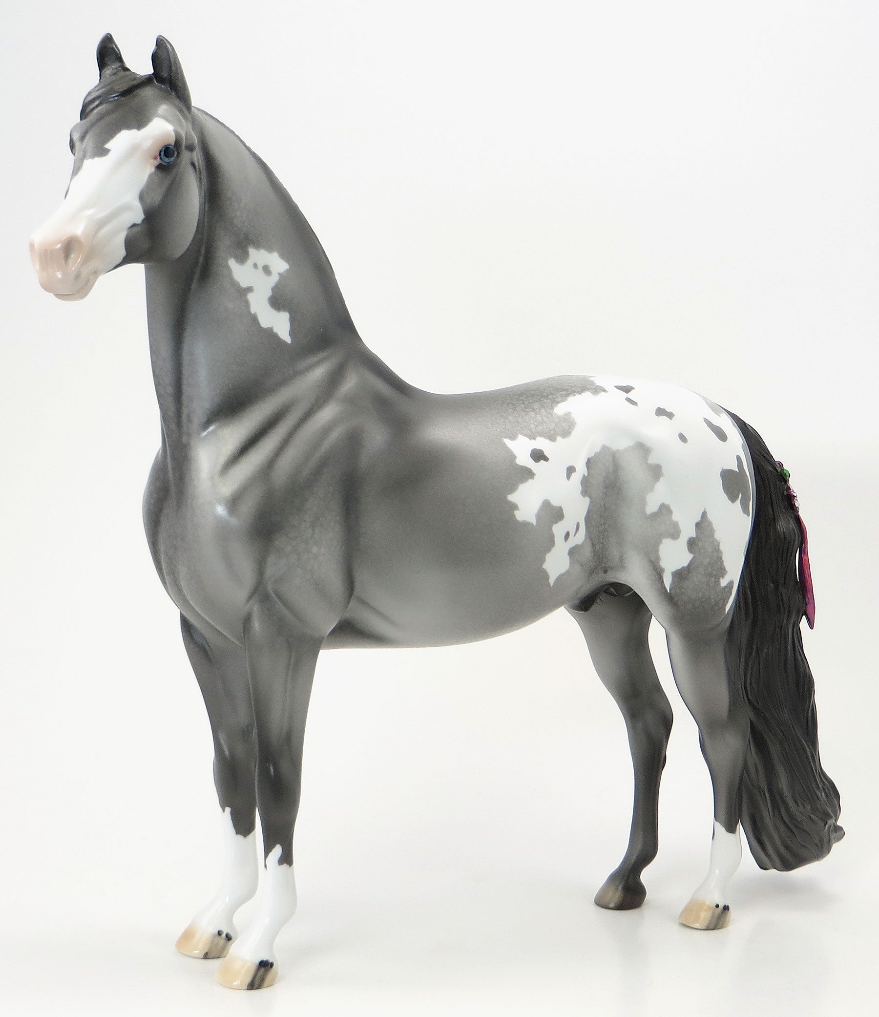 RAINBOW FISH - OOAK Grey Appaloosa Morgan with Pink Ribbons &amp; Flowers - 6/19