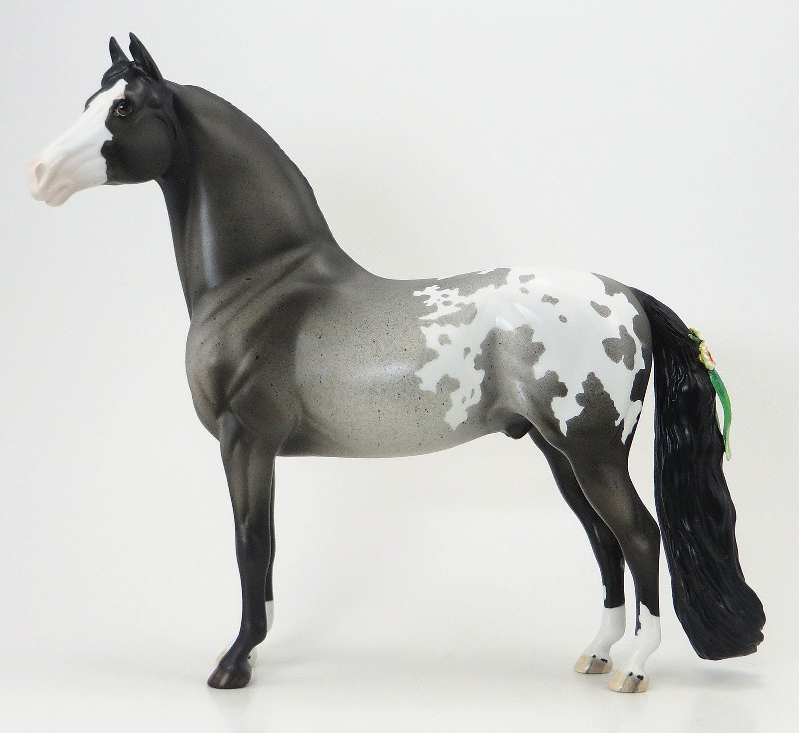 IF YOU GIVE A MOUSE A COOKIE- OOAK Blue Roan Appy Morgan Model Horse with Green Ribbons & Flowers - 6/19