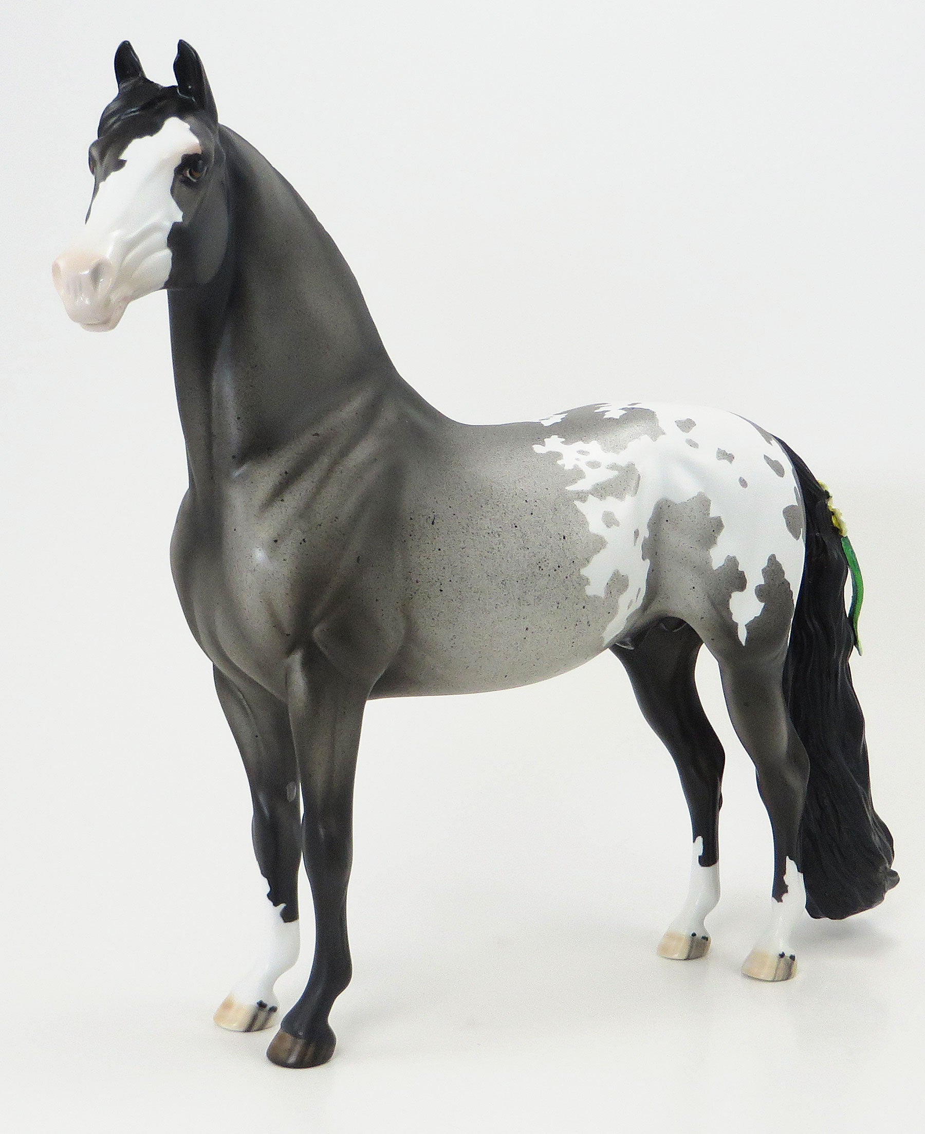 IF YOU GIVE A MOUSE A COOKIE- OOAK Blue Roan Appy Morgan Model Horse with Green Ribbons &amp; Flowers - 6/19