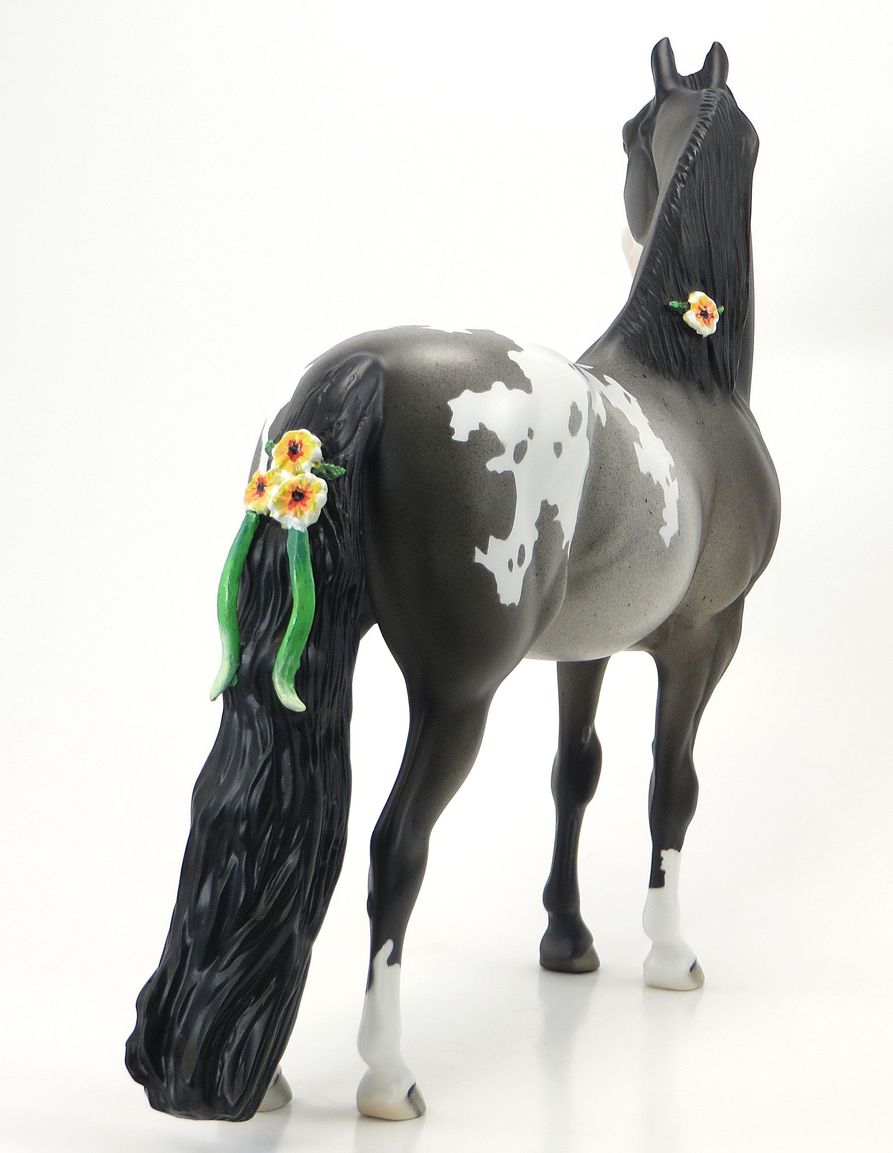 IF YOU GIVE A MOUSE A COOKIE- OOAK Blue Roan Appy Morgan Model Horse with Green Ribbons &amp; Flowers - 6/19