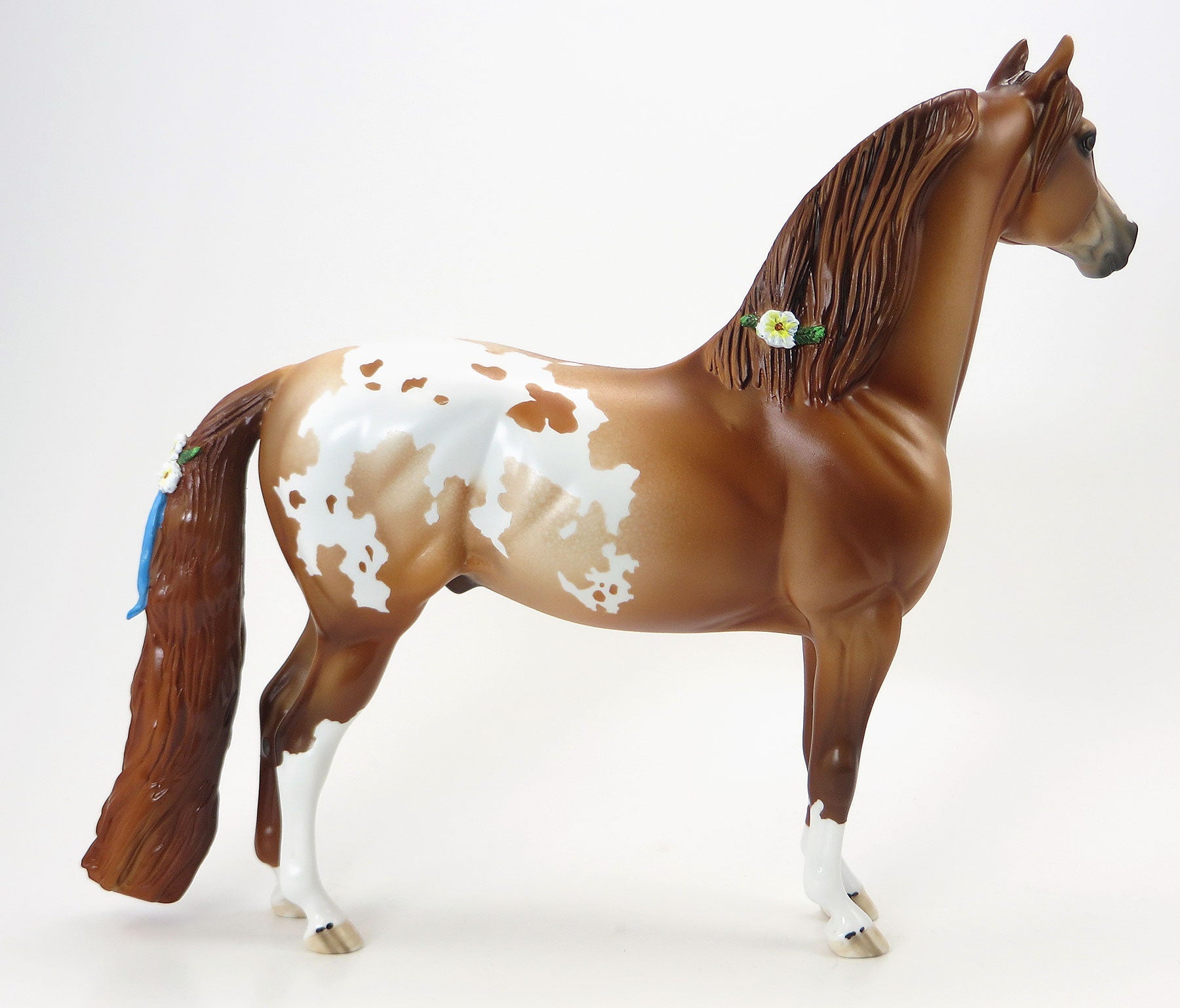 FOX IN SOCKS - OOAK Chestnut Appaloosa Morgan Model Horse with Blue Ribbons &amp; Flowers - 6/19