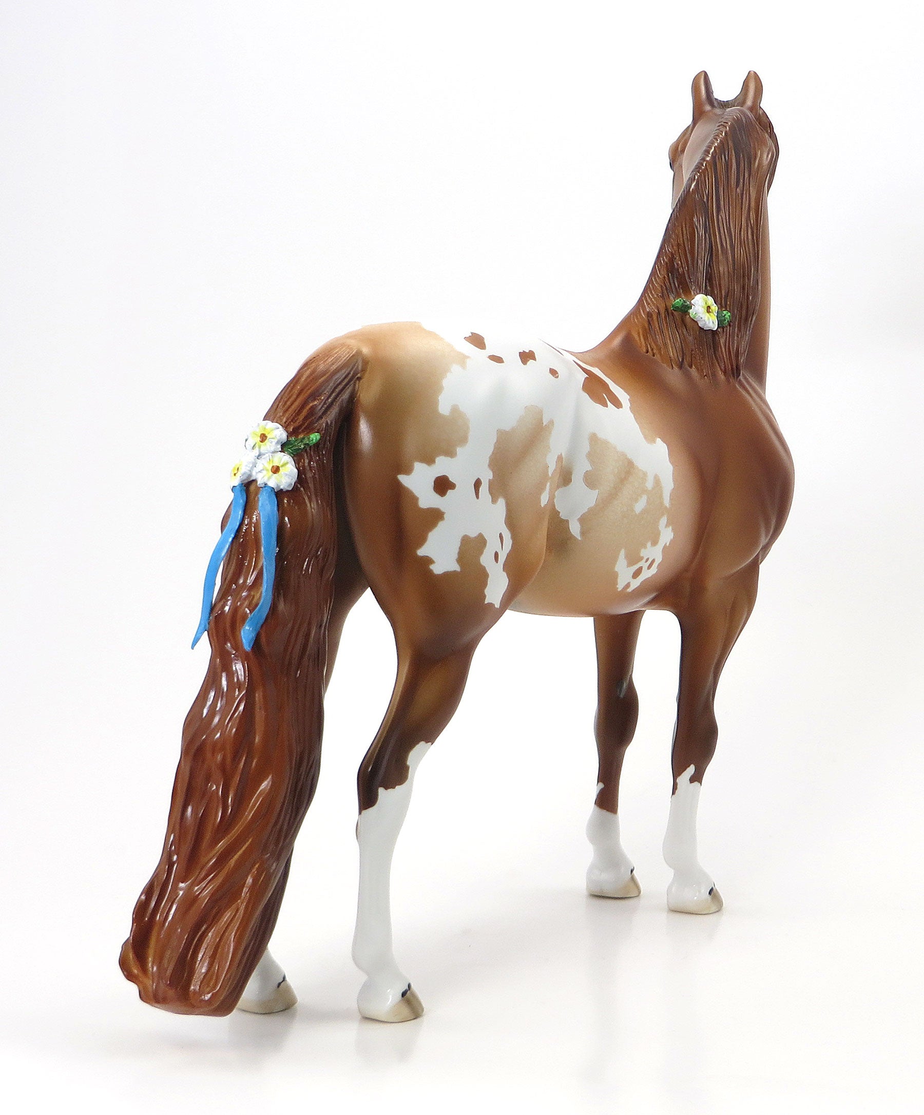 FOX IN SOCKS - OOAK Chestnut Appaloosa Morgan Model Horse with Blue Ribbons &amp; Flowers - 6/19