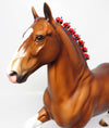 DOUBTING THOMAS-OOAK CHESTNUT TROTTING DRAFTER WITH RED, WHITE &amp; BLUE RIBBONS MM 2017