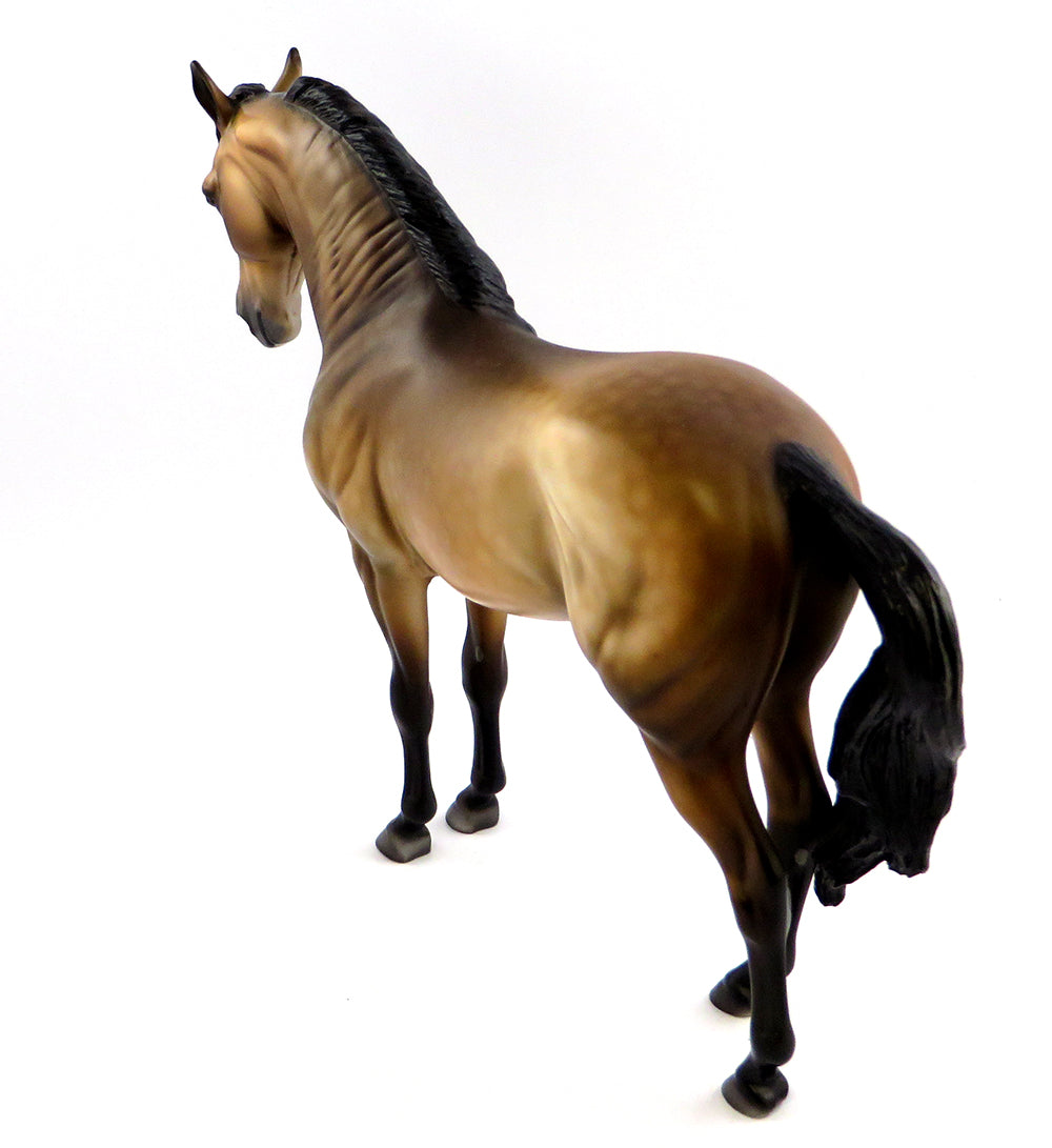 THE CONFECTIONER-OOAK DAPPLE BUCKSKIN ANDALUSIAN MODEL HORSE By Dawn Quick 3/3