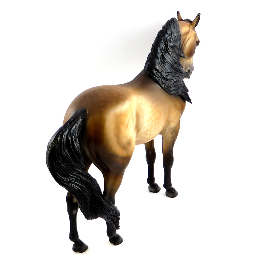 THE CONFECTIONER-OOAK DAPPLE BUCKSKIN ANDALUSIAN MODEL HORSE By Dawn Quick 3/3