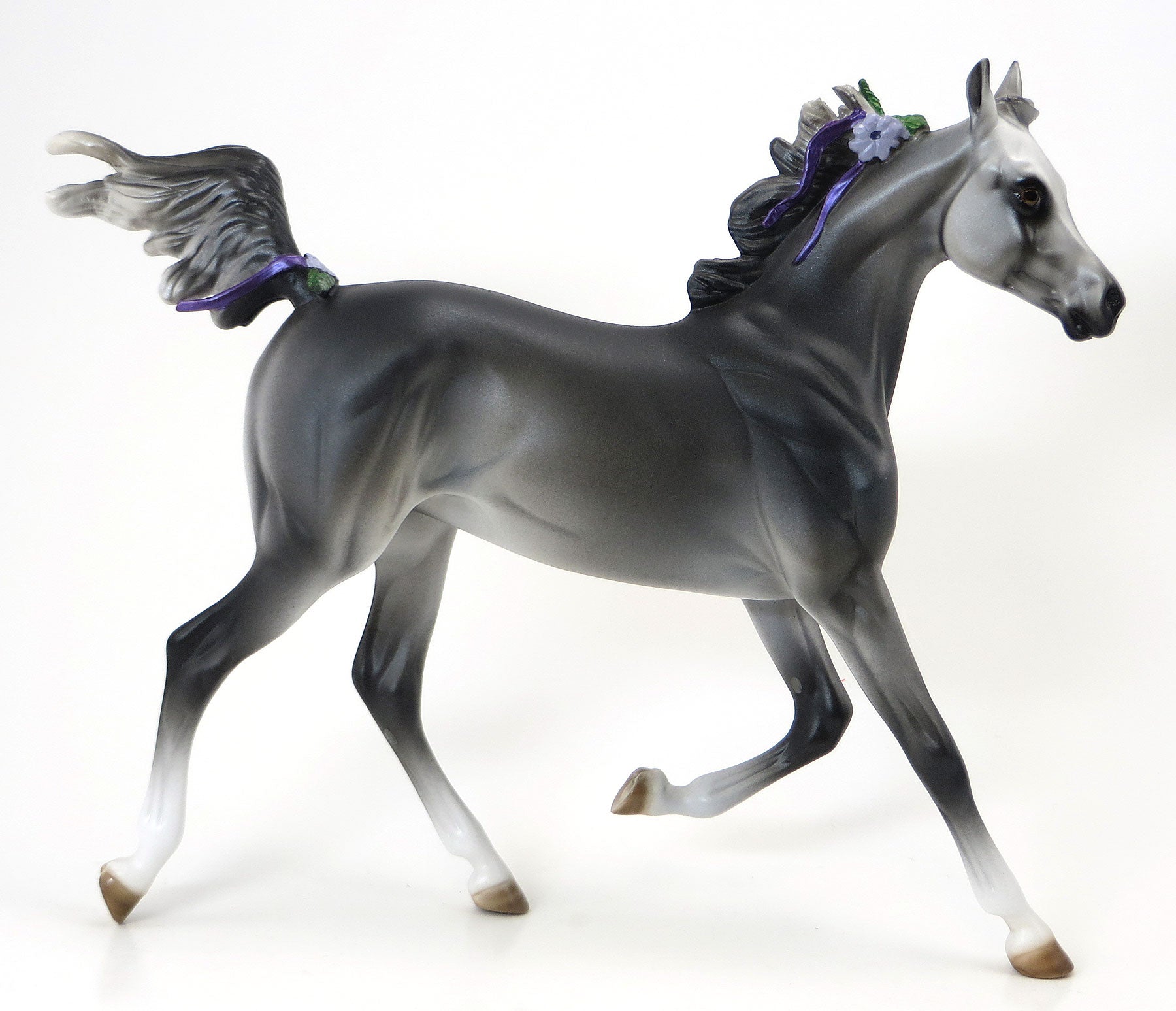 MY VIOLET- LE 10 Dark Grey Yearling W/ Purple Ribbons and Flowers 6/19