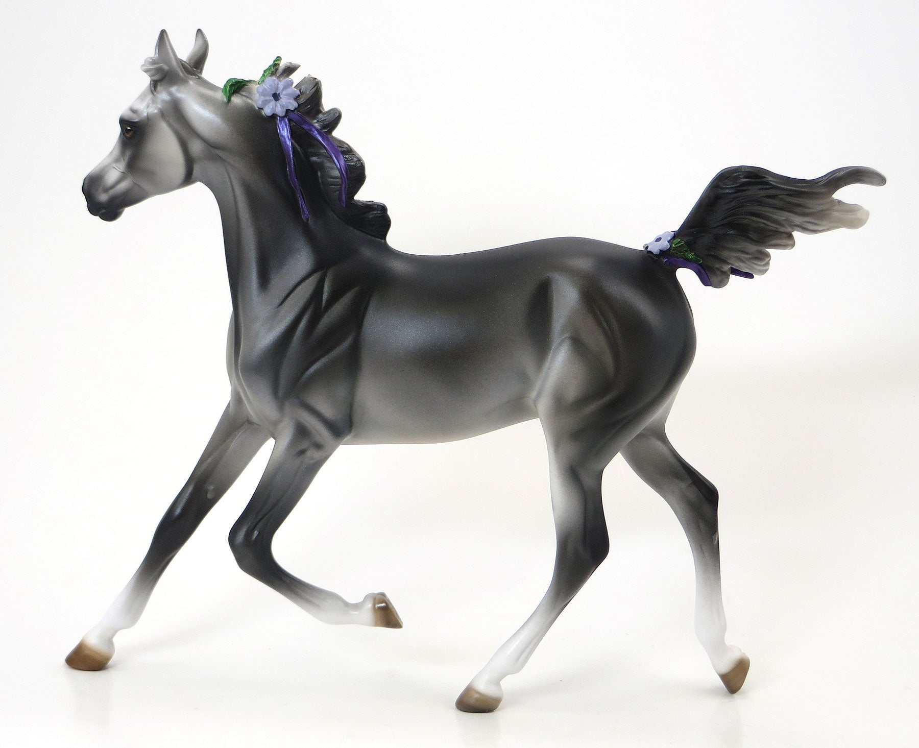 MY VIOLET- LE 10 Dark Grey Yearling W/ Purple Ribbons and Flowers 6/19