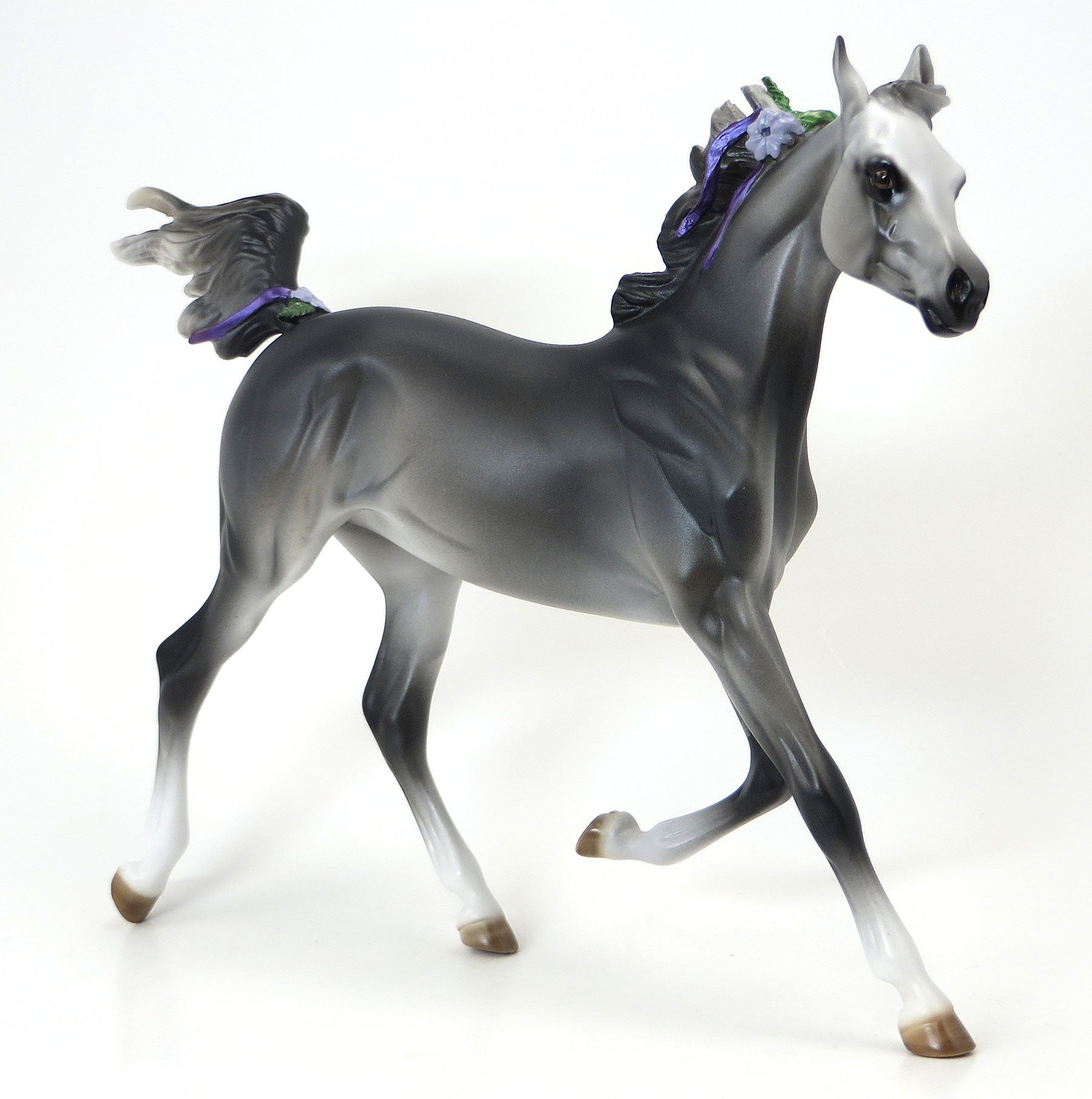 MY VIOLET- LE 10 Dark Grey Yearling W/ Purple Ribbons and Flowers 6/19