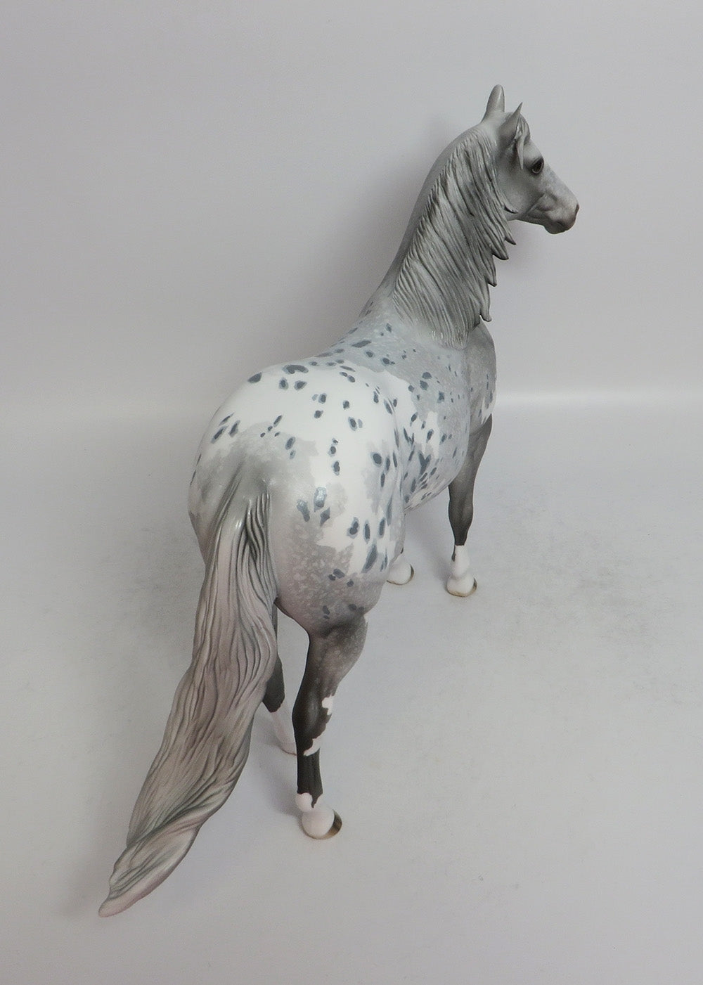 DIABLO-OOAK APPALOOSA ISH MODEL HORSE WITH CUSTOM LONG MANE AND TAIL BY DAWN QUICK 4/4/18
