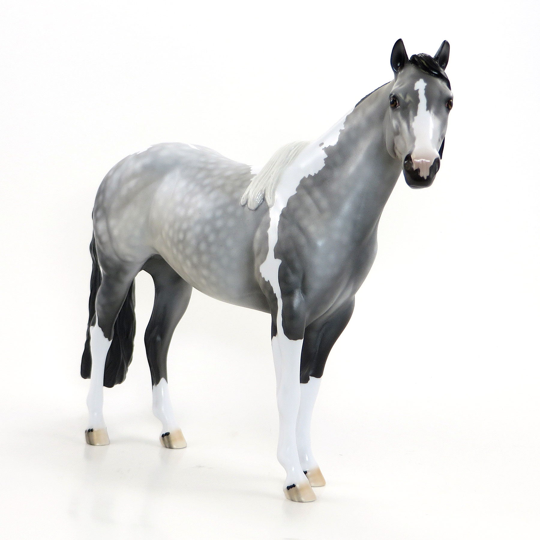 CLOWN ALLEY - OOAK Dapple Grey Tobiano Stock Model Horse - 6/15
