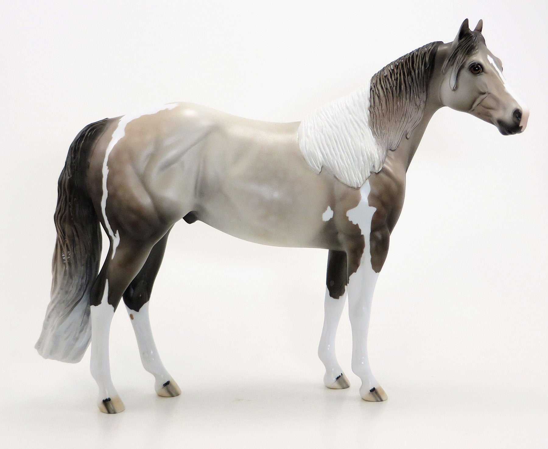 LION TAMER - OOAK Dapple Rose Grey Tobiano Stock Model Horse - 6/15