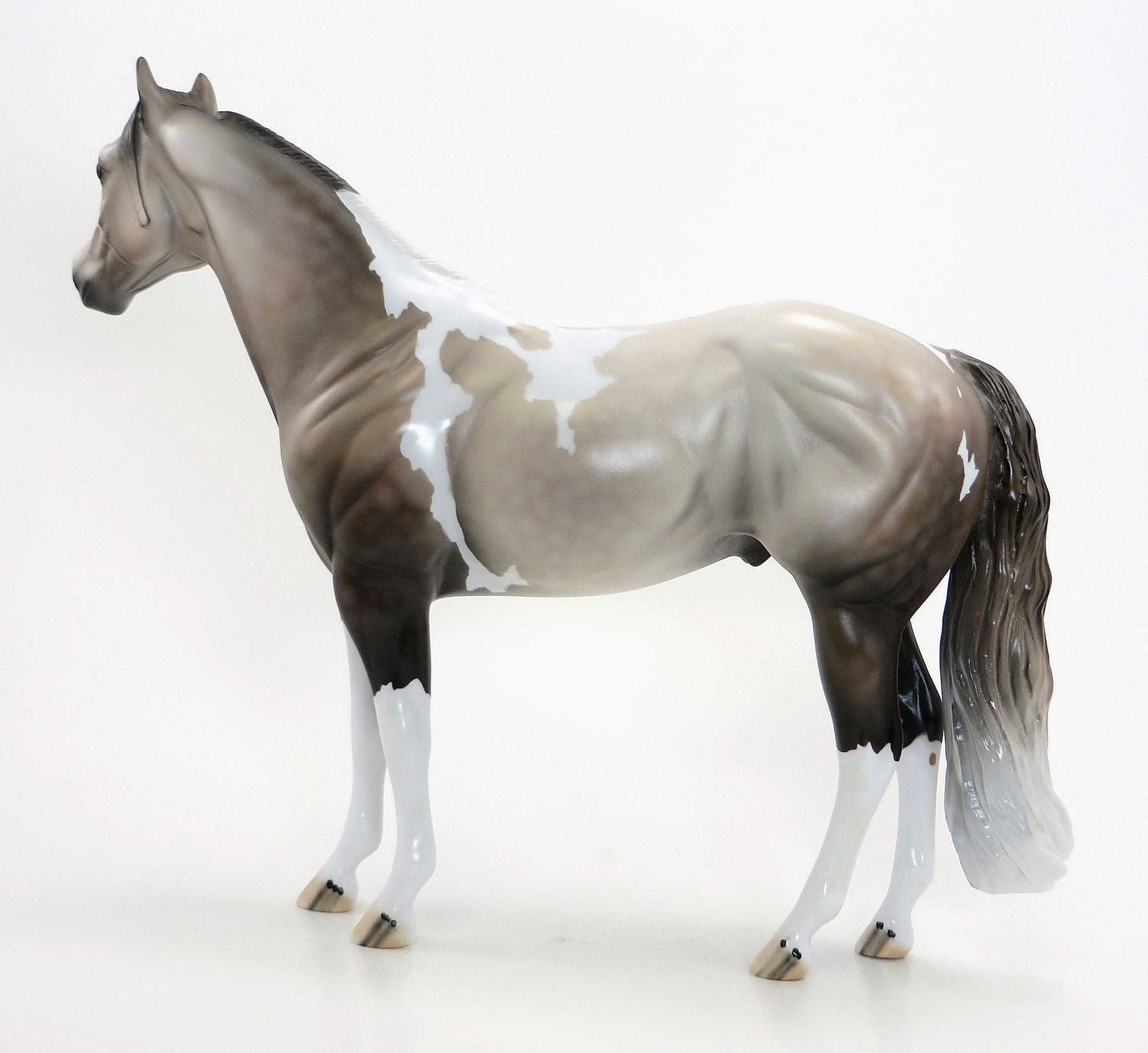 LION TAMER - OOAK Dapple Rose Grey Tobiano Stock Model Horse - 6/15
