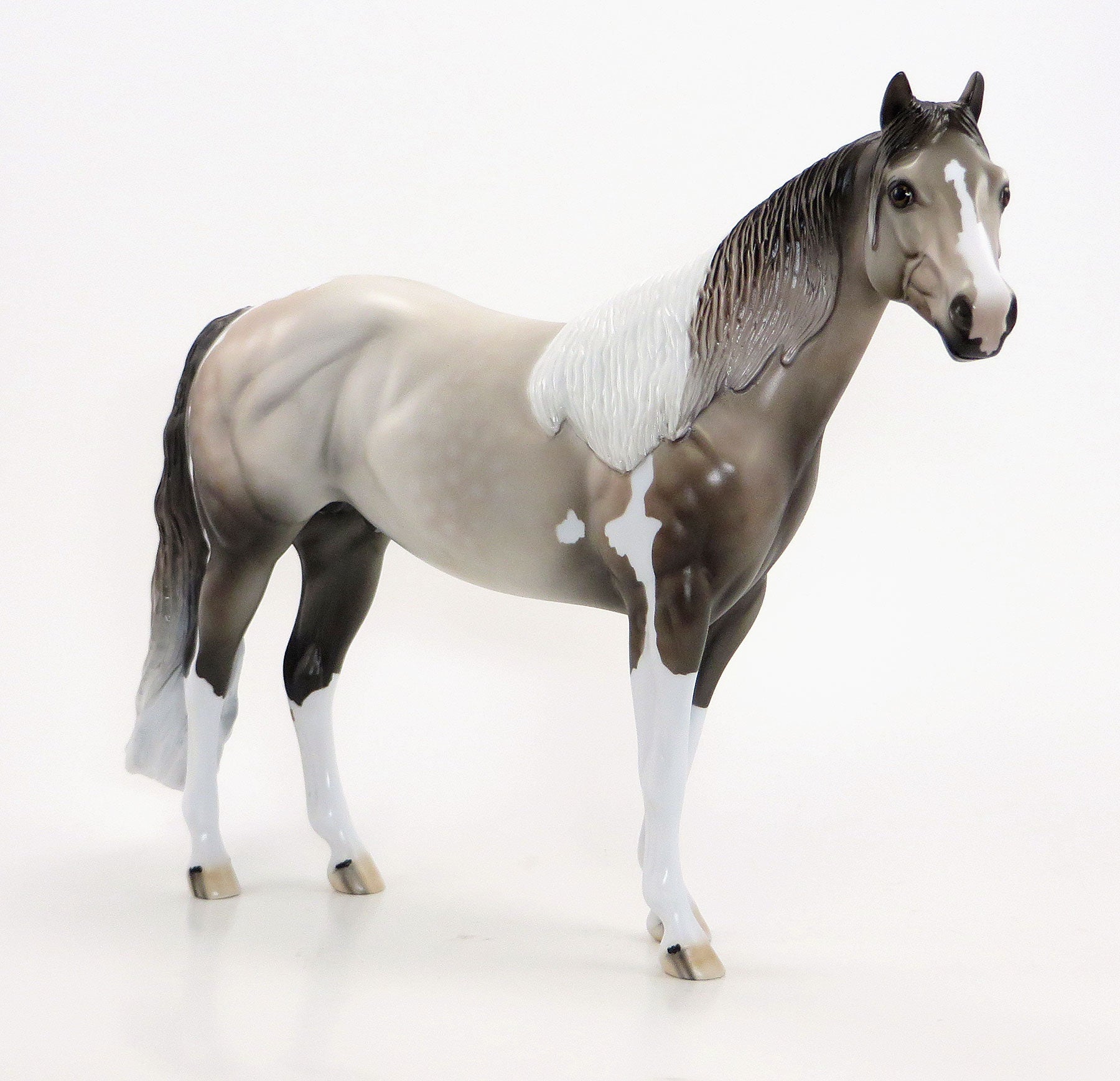 LION TAMER - OOAK Dapple Rose Grey Tobiano Stock Model Horse - 6/15