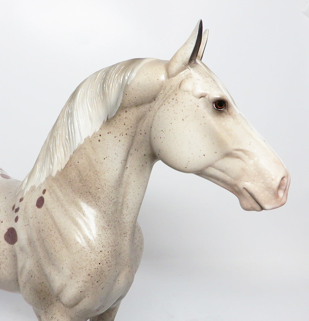 SASQUATCH-LE-5 BROWN APPALOOSA STANDING DRAFTER MODEL HORSE WHS 2017