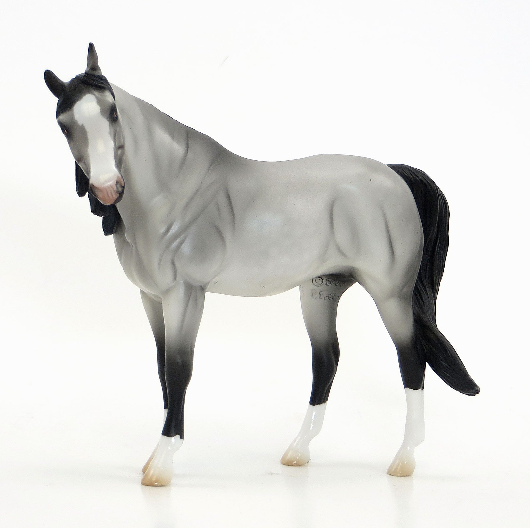 JUMBO - OOAK Grey W/Black Points Pebbles Arabian Model Horse - 6/26