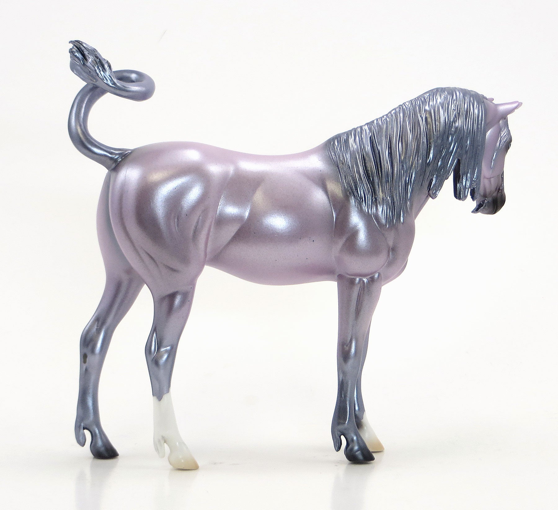 THE BEARDED LADY - OOAK Grey &amp; Lavender Unicorn Pebble Model Horse - 6/15