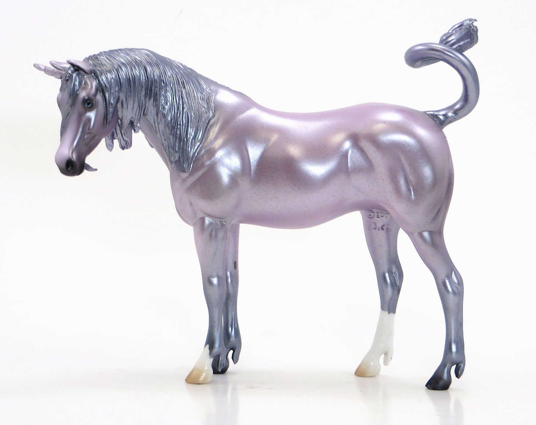 THE BEARDED LADY - OOAK Grey & Lavender Unicorn Pebble Model Horse - 6/15