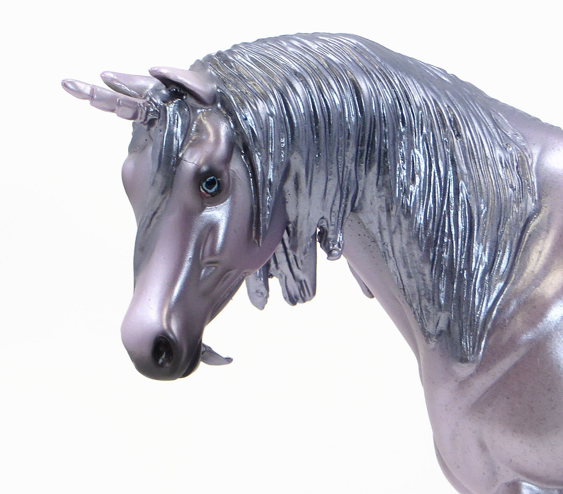 THE BEARDED LADY - OOAK Grey &amp; Lavender Unicorn Pebble Model Horse - 6/15