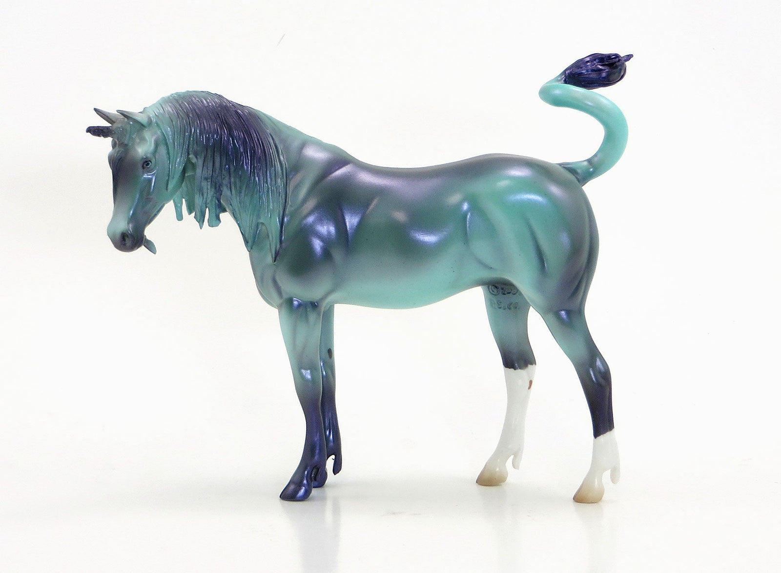 SNAKE CHARMER - OOAK Green/Purple Unicorn Pebble Model Horse - 6/15