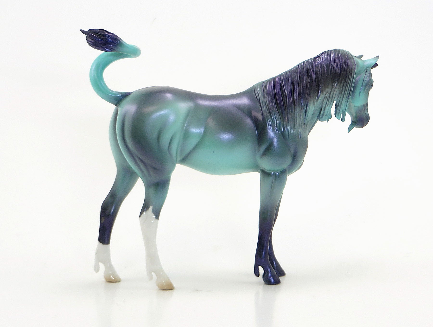 SNAKE CHARMER - OOAK Green/Purple Unicorn Pebble Model Horse - 6/15
