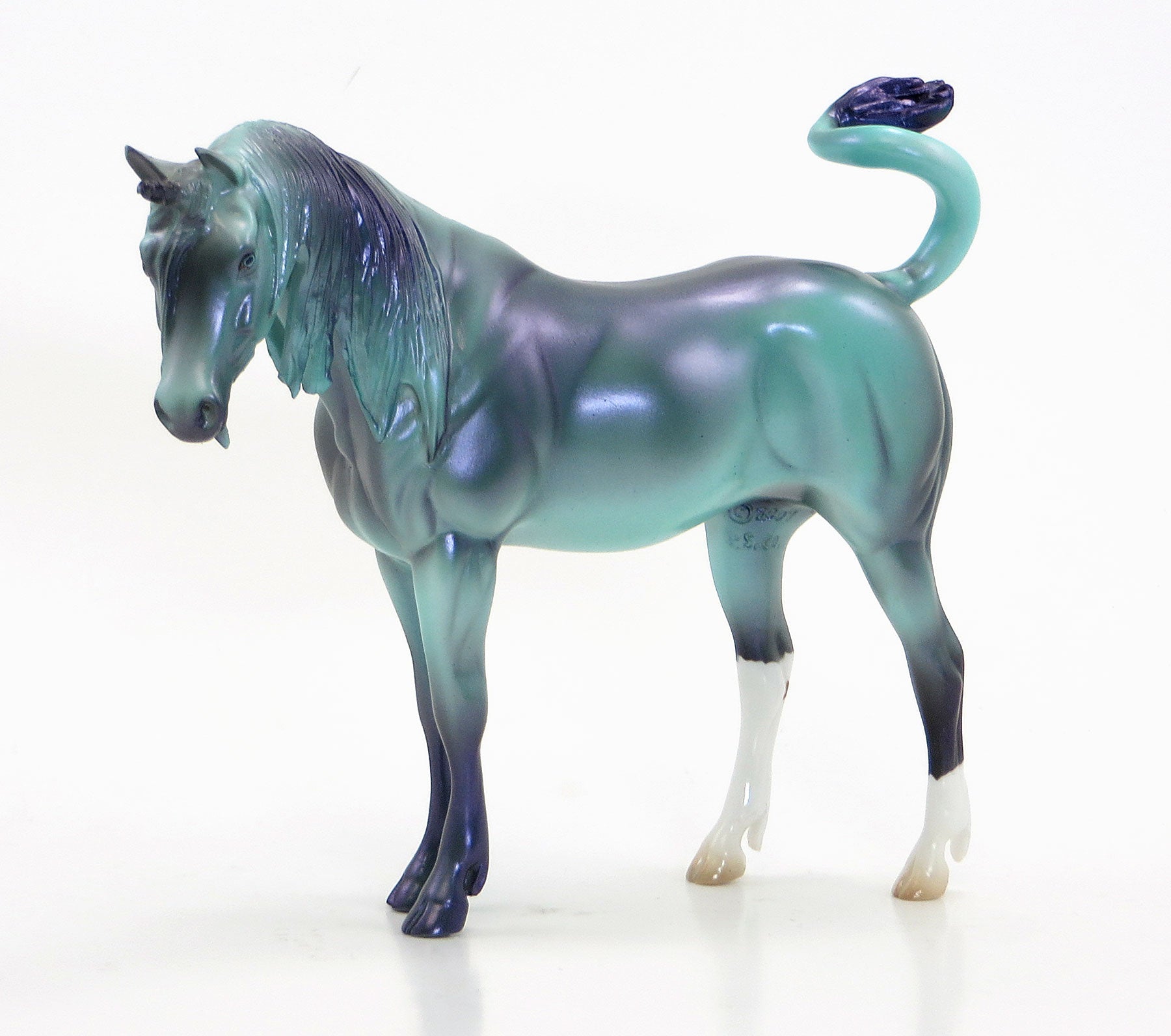 SNAKE CHARMER - OOAK Green/Purple Unicorn Pebble Model Horse - 6/15