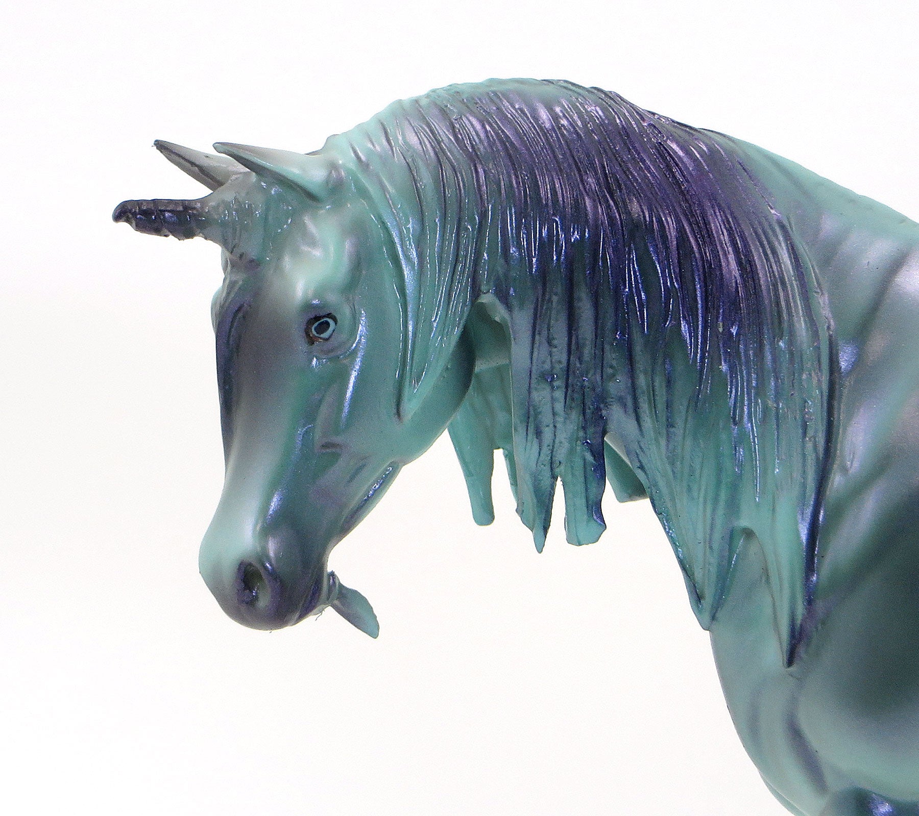 SNAKE CHARMER - OOAK Green/Purple Unicorn Pebble Model Horse - 6/15