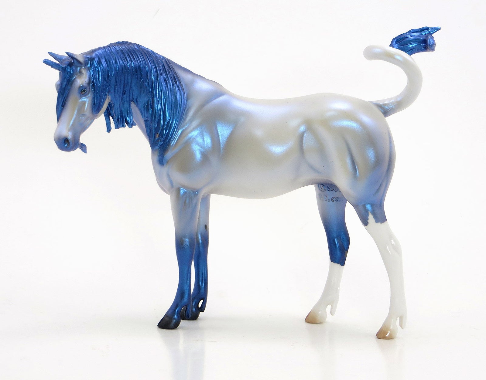 FREAK SHOW - OOAK Grey & Blue Unicorn Pebble Model Horse - 6/15