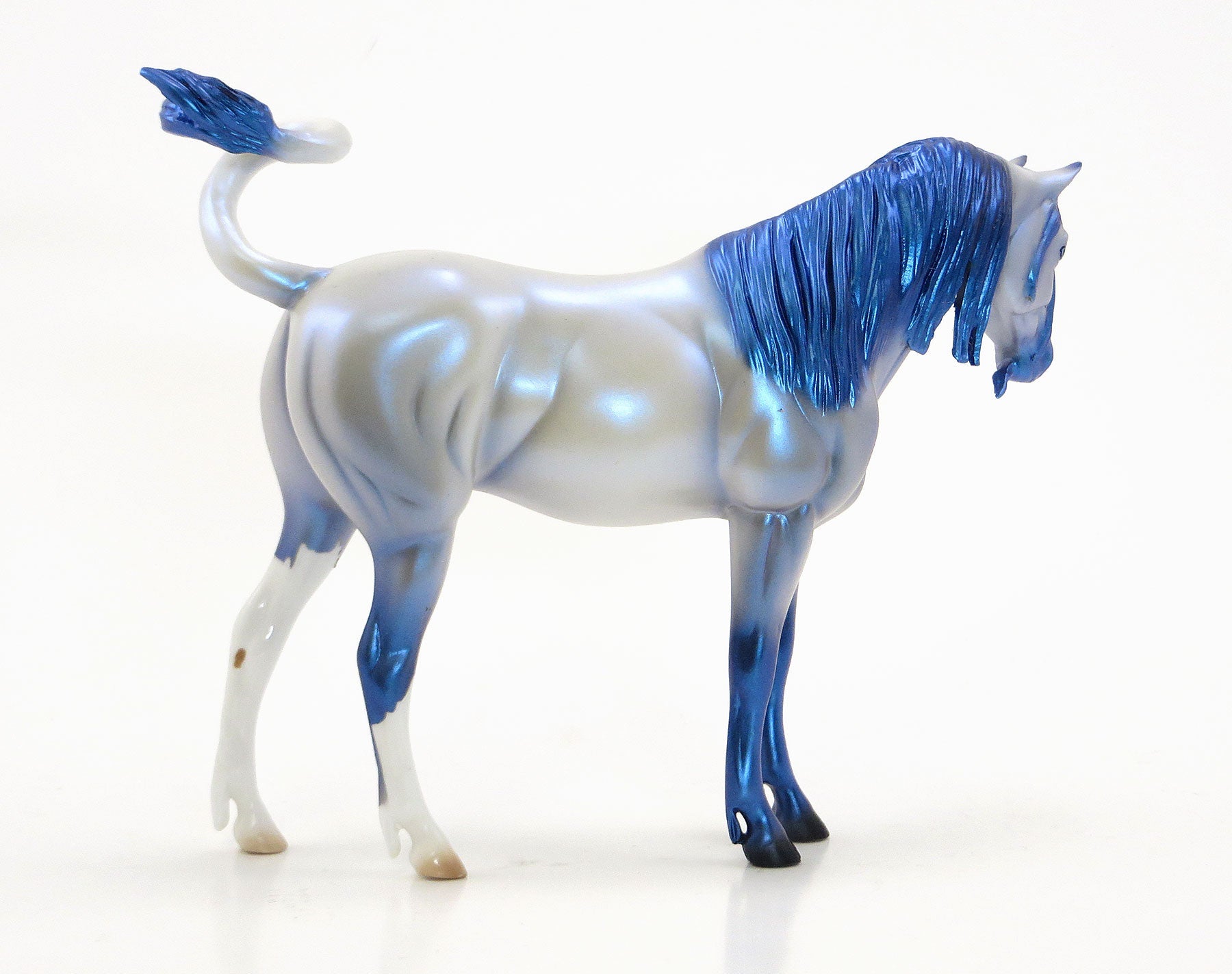 FREAK SHOW - OOAK Grey &amp; Blue Unicorn Pebble Model Horse - 6/15