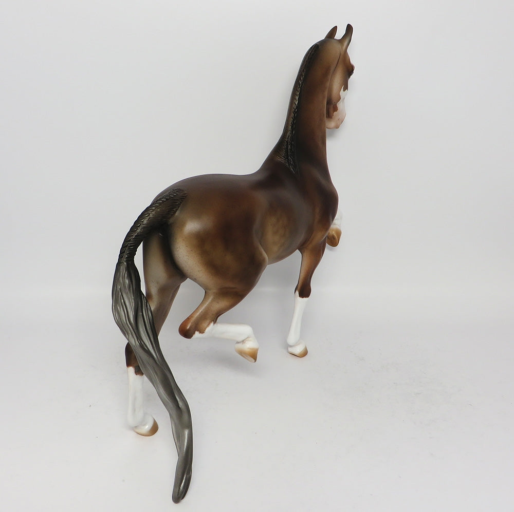 FLASH DANCER-OOAK DAPPLE ROSE GREY SADDLEBRED MODEL HORSE BY JULIE KEIM 8/30/17