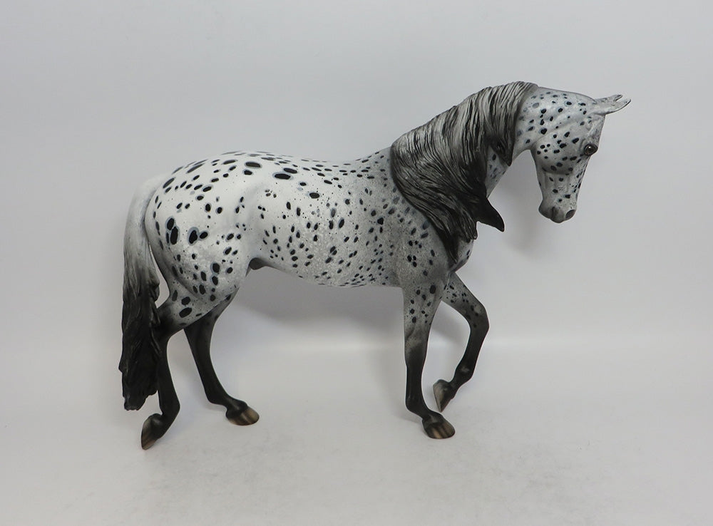 FAIRTIME BLUES - OOAK BLACK APPALOOSA THOROUGHBRED MODEL HORSE SHCF2018